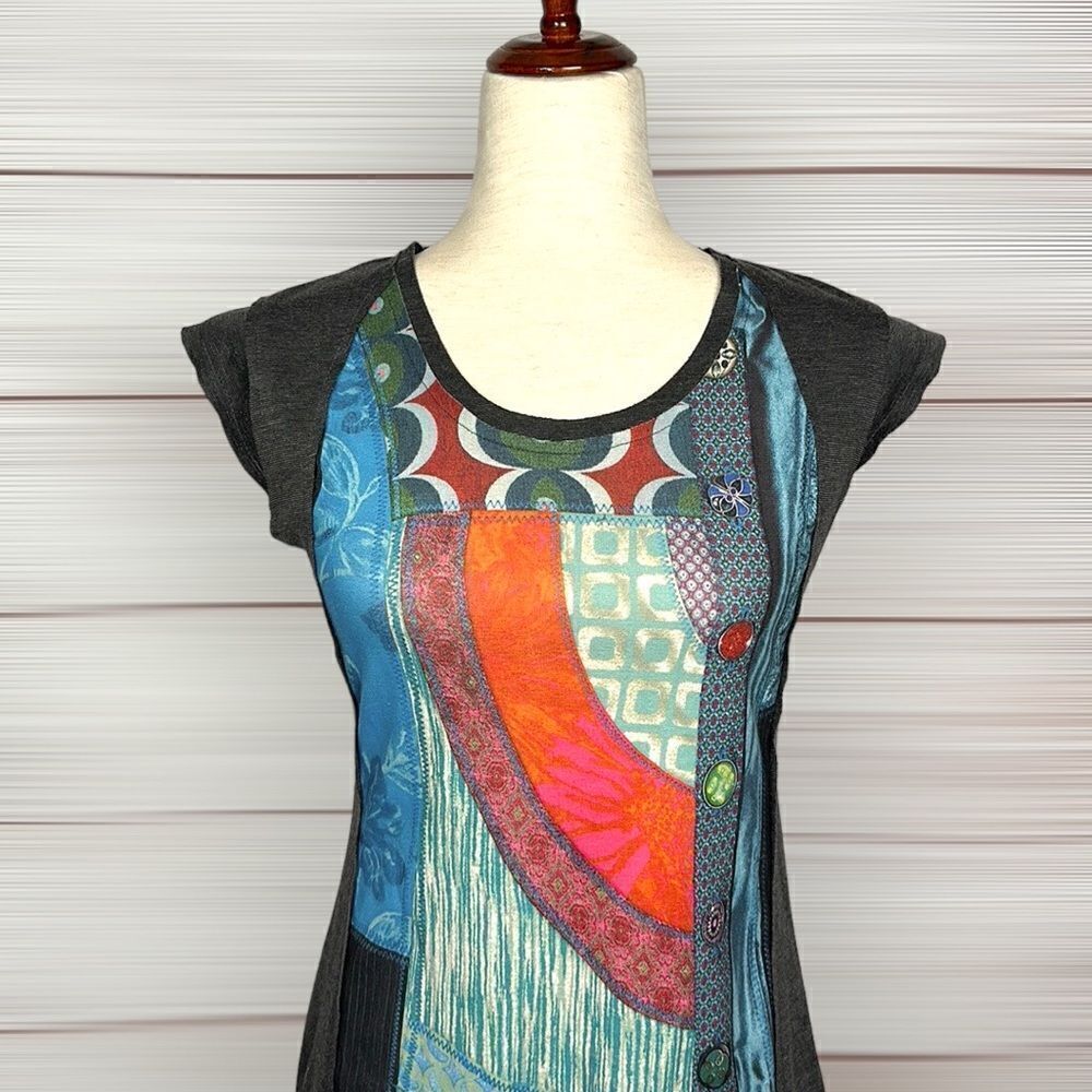 Desigual Patchwork Multicolor Front Sheath Cap Sl… - image 4